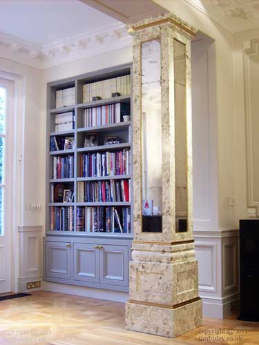photo of long view of grey breche marblling paint effect on column