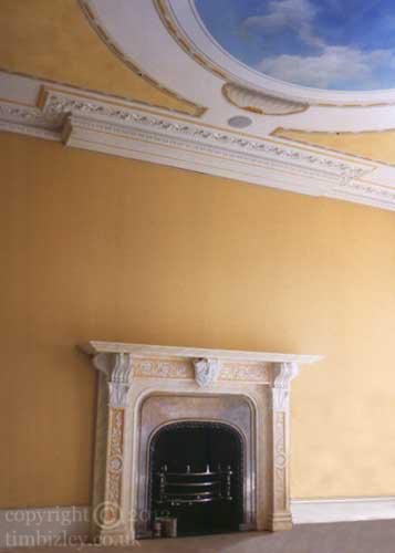 painted faux marble pietra dura inlay work fire surround