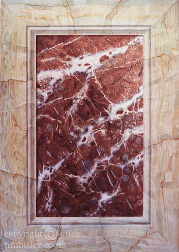 green onyx and rouge royal faux marbling panel