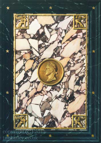 faux bronze metal on breche marble mural panel