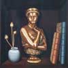 illusionistic still life painting of bronze bust