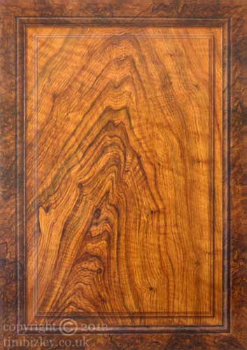 painted walnut heart wood graining, trompe l'oeil panel